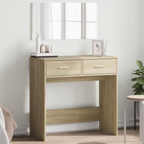 HOMEELIKE Schminktisch mit Spiegel Sonoma-Eiche 80x39x80 cm von HOMEELIKE