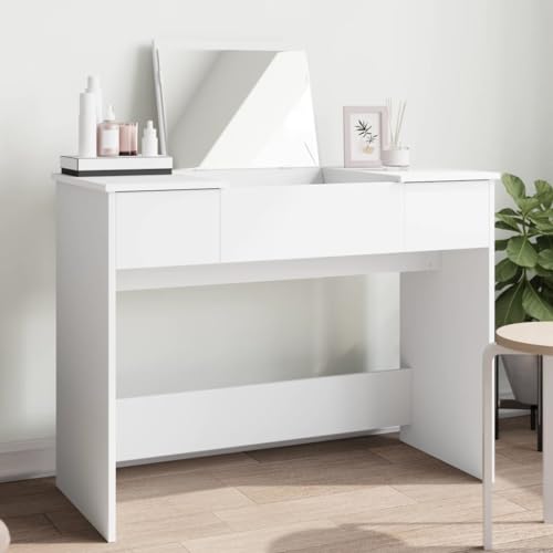 HOMEELIKE Schminktisch mit Spiegel Wei? 100x45x76 cm von HOMEELIKE