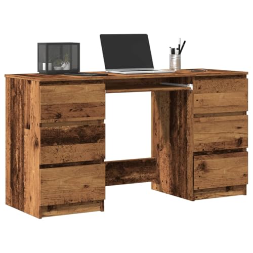 HOMEELIKE Schreibtisch Altholz-Optik 140x50x77 cm Holzwerkstoff von HOMEELIKE
