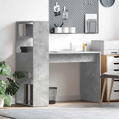 HOMEELIKE Schreibtisch Betongrau 113 x 54 x 120 cm Holzwerkstoff von HOMEELIKE