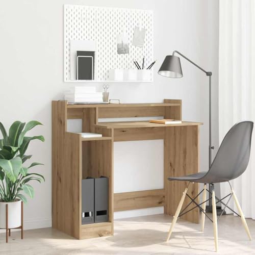 HOMEELIKE Schreibtisch Eiche handwerklich 97 x 45 x 90 cm Holzwerkstoff von HOMEELIKE