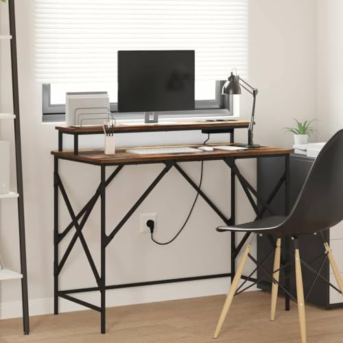 HOMEELIKE Schreibtisch Raeuchereiche 100 x 50 x 86.5 cm Holzwerkstoff HOMEELIKE Schreibtisch Raeuchereiche 100 x 50 x 86.5 cm Holzwerkstoff von HOMEELIKE