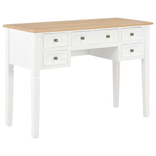 HOMEELIKE Schreibtisch Wei? 109,5 x 45 x 77,5 cm Holz von HOMEELIKE