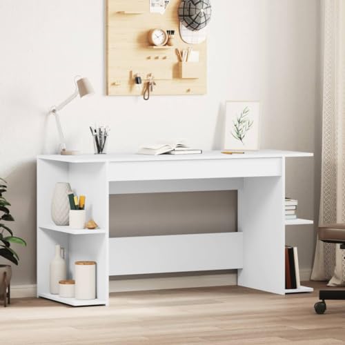 HOMEELIKE Schreibtisch Weiss 140x50x75 cm Holzwerkstoff von HOMEELIKE