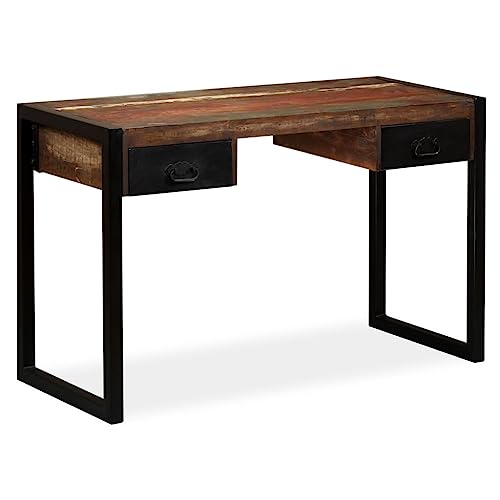 HOMEELIKE Schreibtisch mit 2 Schubladen Altholz Massiv 120x50x76 cm von HOMEELIKE