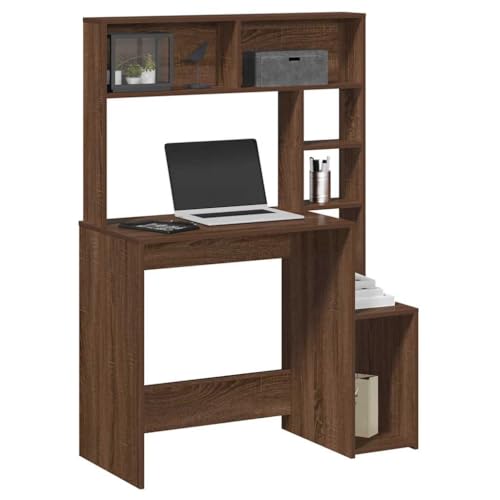 HOMEELIKE Schreibtisch mit Regal Braun Eichen-Optik 100x45x140 cm HOMEELIKE Schreibtisch mit Regal Braun Eichen-Optik 100x45x140 cm von HOMEELIKE
