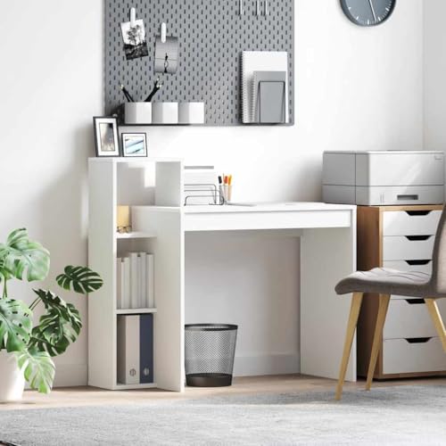 HOMEELIKE Schreibtisch mit Regal Weiss 100 x 40 x 90 cm Holzwerkstoff HOMEELIKE Schreibtisch mit Regal Weiss 100 x 40 x 90 cm Holzwerkstoff von HOMEELIKE