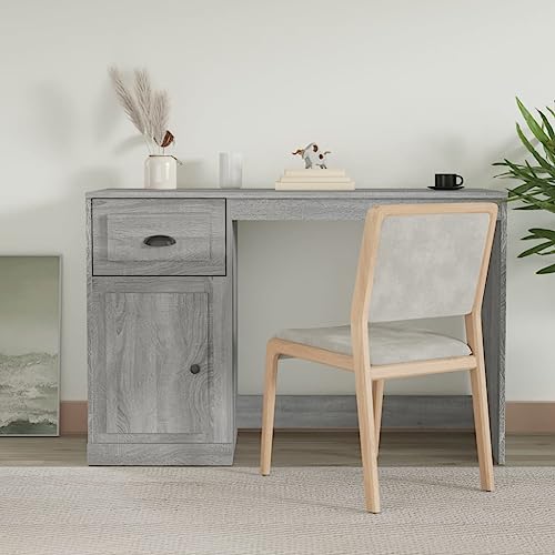 HOMEELIKE Schreibtisch mit Schublade Grau Sonoma 115x50x75cm von HOMEELIKE