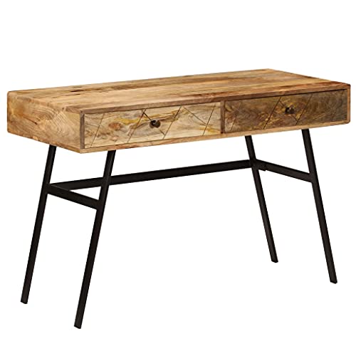 HOMEELIKE Schreibtisch mit Schubladen Massivholz Mango 110¡Á50¡Á76 cm von HOMEELIKE