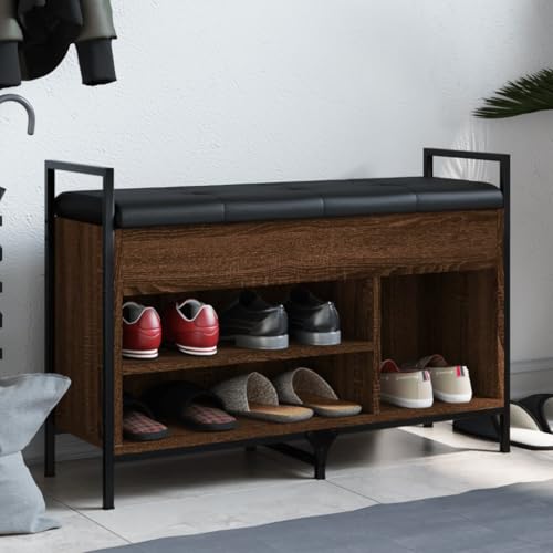 HOMEELIKE Schuhbank Braun Eichen-Optik 85,5x32x57,5 cm Holzwerkstoff von HOMEELIKE