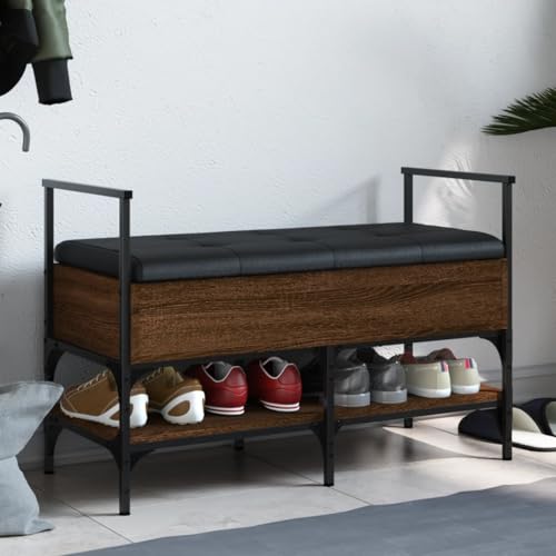 HOMEELIKE Schuhbank Braun Eichen-Optik 85,5x42x57,5 cm Holzwerkstoff von HOMEELIKE