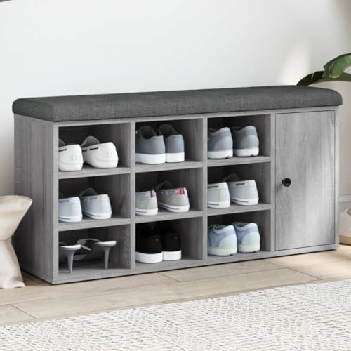 HOMEELIKE Schuhbank Grau Sonoma 102x32x50 cm Holzwerkstoff von HOMEELIKE