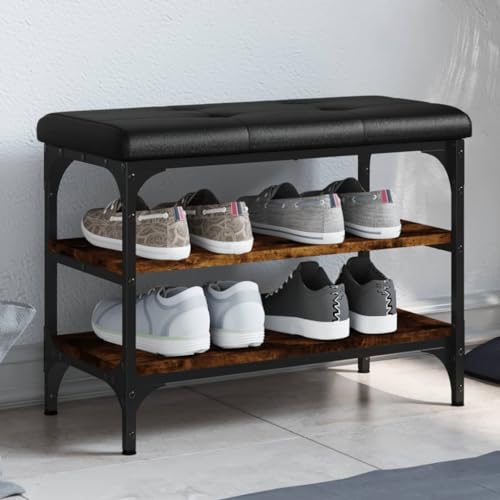 HOMEELIKE Schuhbank R?uchereiche 62x32x47 cm Holzwerkstoff von HOMEELIKE