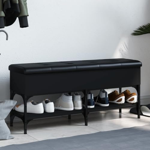 HOMEELIKE Schuhbank Schwarz 102x32x45 cm Holzwerkstoff von HOMEELIKE
