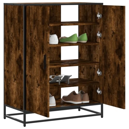 HOMEELIKE Schuhschrank R?uchereiche 75x38x97,5 cm Holzwerkstoff Metall von HOMEELIKE