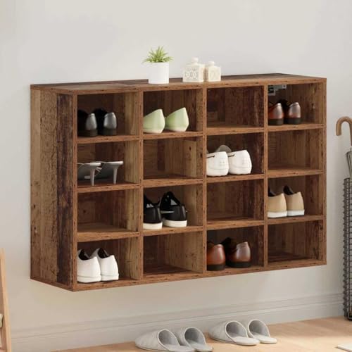 HOMEELIKE Schuhschrank mit Regal Altholz 103 x 30 x 67 cm Holzwerkstoff von HOMEELIKE