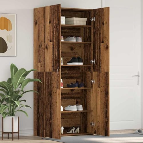 HOMEELIKE Schuhschrank mit Regal Braun 80 x 35,5 x 180 cm Holzwerkstoff von HOMEELIKE