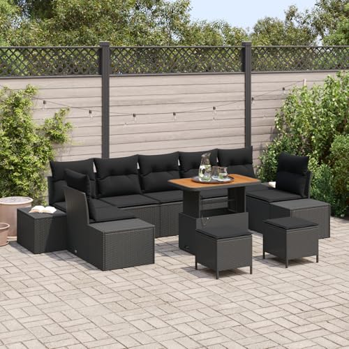 HOMEELIKE Schwarzes 4-teiliges Garten Ecksofa Set mit Kissen aus Poly-Rattan - Ideal f¨¹r Balkon und Outdoor-Events HOMEELIKE Schwarzes 4-teiliges Garten Ecksofa Set mit Kissen aus Poly-Rattan - Ideal f¨¹r Balkon und Outdoor-Events von HOMEELIKE