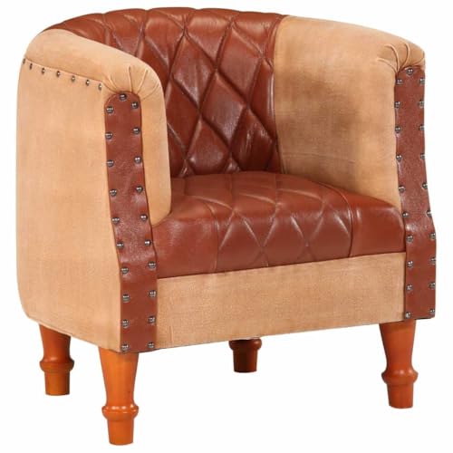 HOMEELIKE Sessel Braun Echtleder und Massivholz Mango HOMEELIKE Sessel Braun Echtleder und Massivholz Mango von HOMEELIKE