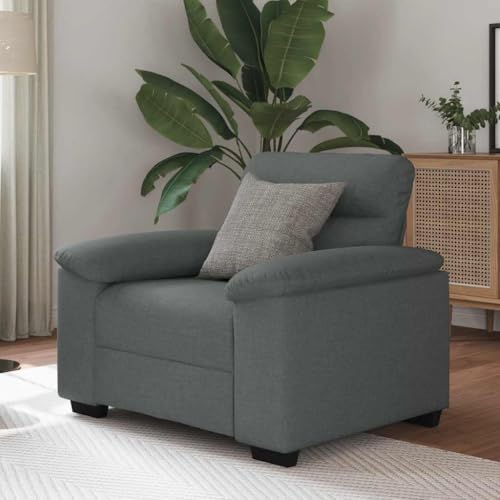 HOMEELIKE Breiter Sessel Dunkelgrau 60 cm Polsterstuhl Stoff Bequemer Relaxsessel f¨¹r Wohnzimmer B¨¹ro von HOMEELIKE
