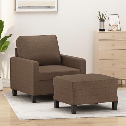 HOMEELIKE Sessel mit Hocker Braun 60 cm Stoff von HOMEELIKE