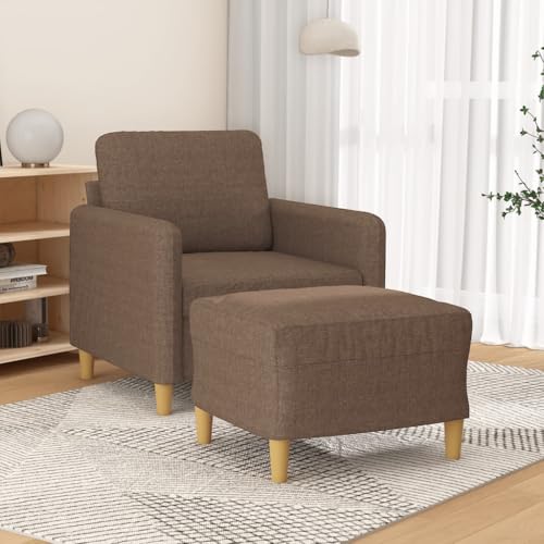 HOMEELIKE Sessel mit Hocker Braun 60 cm Stoff von HOMEELIKE