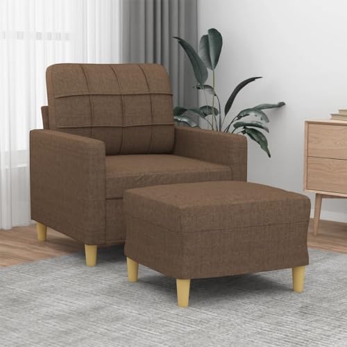 HOMEELIKE Sessel mit Hocker Braun 60 cm Stoff von HOMEELIKE