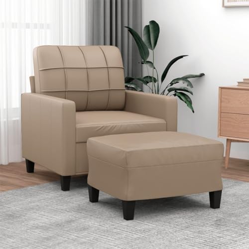HOMEELIKE Sessel mit Hocker Cappuccino-Braun 60 cm Kunstleder von HOMEELIKE