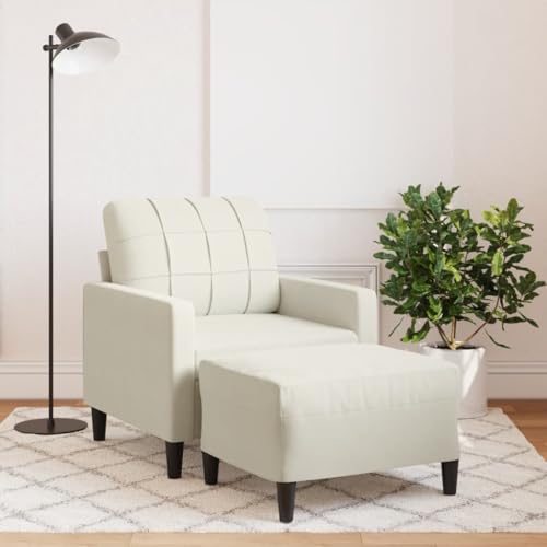 HOMEELIKE Sessel mit Hocker Creme 60 cm Samt von HOMEELIKE