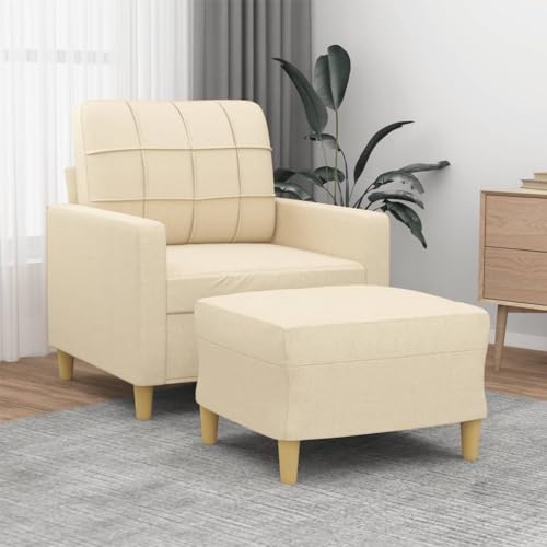 HOMEELIKE Sessel mit Hocker Creme 60 cm Stoff von HOMEELIKE