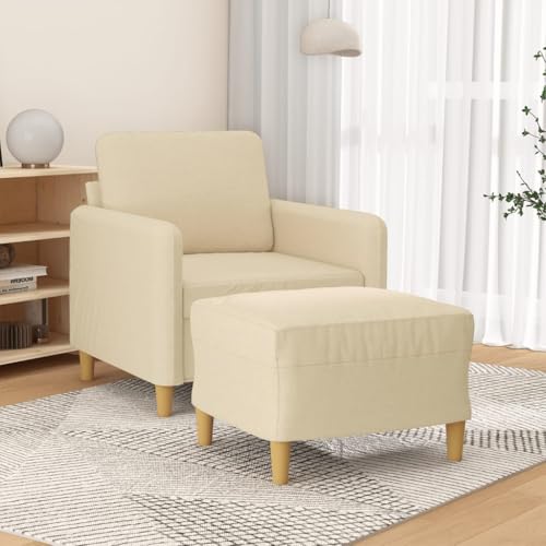 HOMEELIKE Sessel mit Hocker Creme 60 cm Stoff von HOMEELIKE