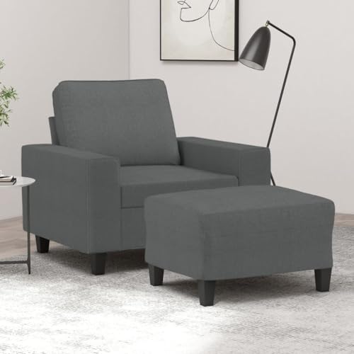 HOMEELIKE Sessel mit Hocker Dunkelgrau 60 cm Stoff HOMEELIKE Sessel mit Hocker Dunkelgrau 60 cm Stoff von HOMEELIKE
