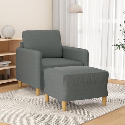 HOMEELIKE Sessel mit Hocker Dunkelgrau 60 cm Stoff von HOMEELIKE