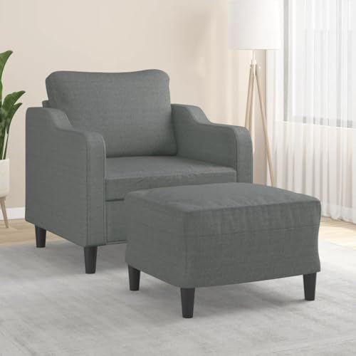 HOMEELIKE Sessel mit Hocker Dunkelgrau 60 cm Stoff von HOMEELIKE