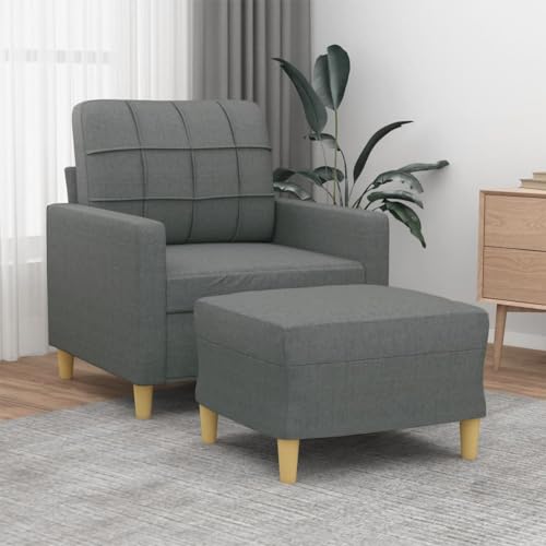 HOMEELIKE Sessel mit Hocker Dunkelgrau 60 cm Stoff von HOMEELIKE