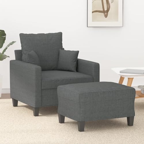 HOMEELIKE Sessel mit Hocker Dunkelgrau 60 cm Stoff von HOMEELIKE