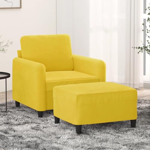 HOMEELIKE Sessel mit Hocker Gelb 60 cm Samt von HOMEELIKE