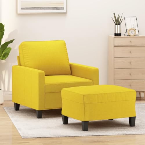 HOMEELIKE Sessel mit Hocker Hellgelb 60 cm Stoff von HOMEELIKE