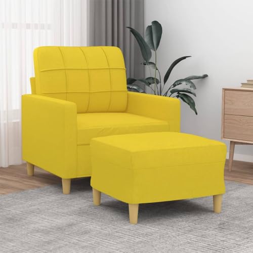HOMEELIKE Sessel mit Hocker Hellgelb 60 cm Stoff von HOMEELIKE