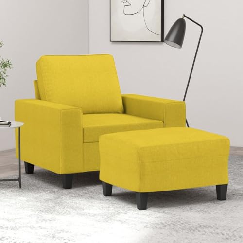 HOMEELIKE Sessel mit Hocker Hellgelb 60 cm Stoff von HOMEELIKE