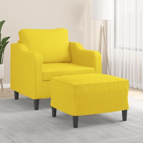 HOMEELIKE Sessel mit Hocker Hellgelb 60 cm Stoff von HOMEELIKE
