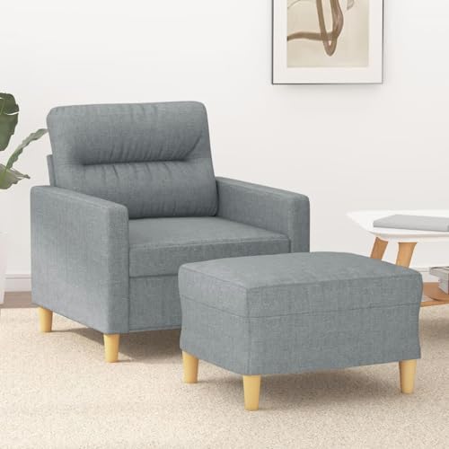 HOMEELIKE Sessel mit Hocker Hellgrau 60 cm Stoff HOMEELIKE Sessel mit Hocker Hellgrau 60 cm Stoff von HOMEELIKE