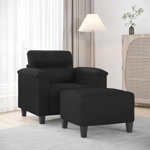 HOMEELIKE Sessel mit Hocker Schwarz 60 cm Kunstleder von HOMEELIKE