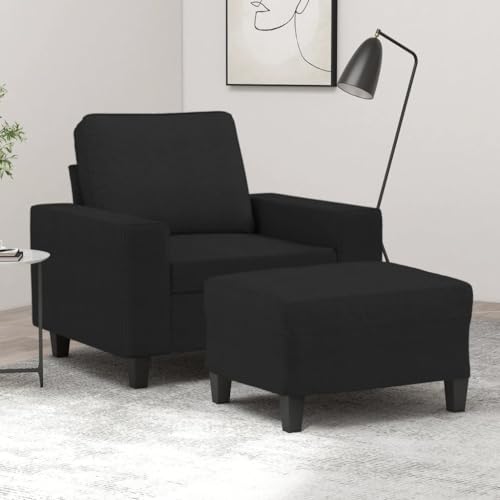 HOMEELIKE Sessel mit Hocker Schwarz 60 cm Stoff von HOMEELIKE