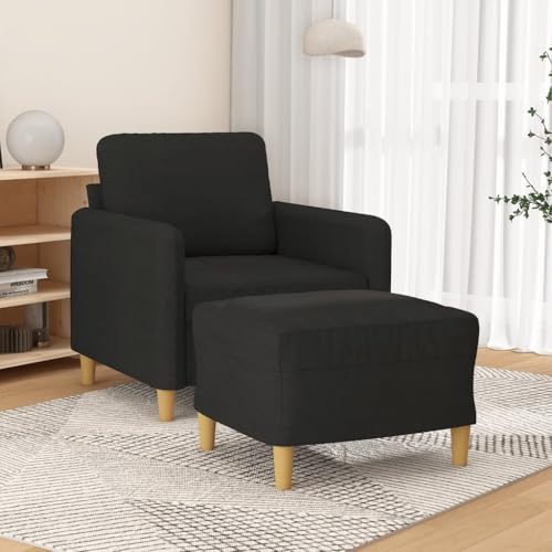 HOMEELIKE Sessel mit Hocker Schwarz 60 cm Stoff von HOMEELIKE
