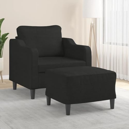 HOMEELIKE Sessel mit Hocker Schwarz 60 cm Stoff von HOMEELIKE