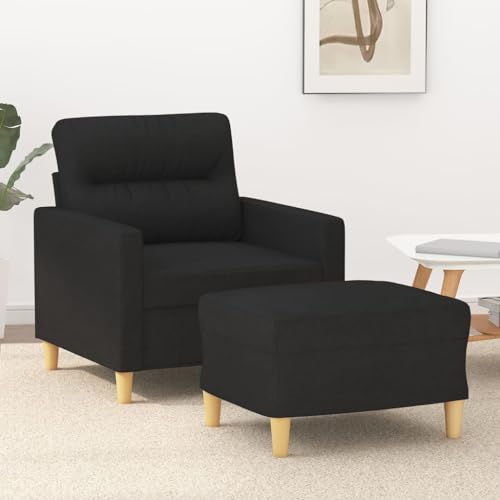 HOMEELIKE Sessel mit Hocker Schwarz 60 cm Stoff von HOMEELIKE
