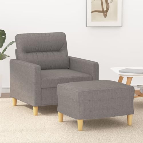 HOMEELIKE Sessel mit Hocker Taupe 60 cm Stoff von HOMEELIKE