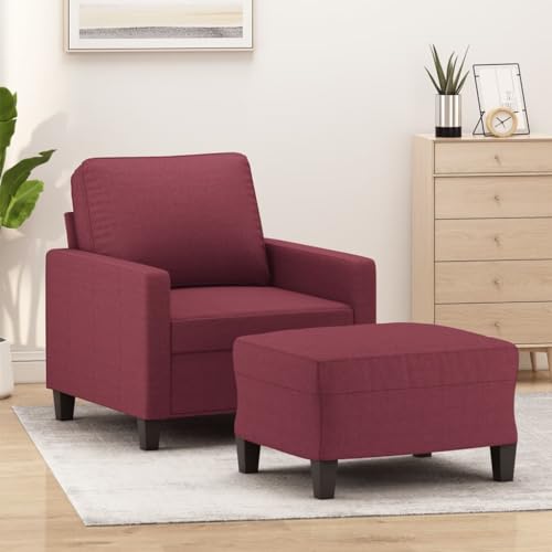 HOMEELIKE Sessel mit Hocker Weinrot 60 cm Stoff HOMEELIKE Sessel mit Hocker Weinrot 60 cm Stoff von HOMEELIKE