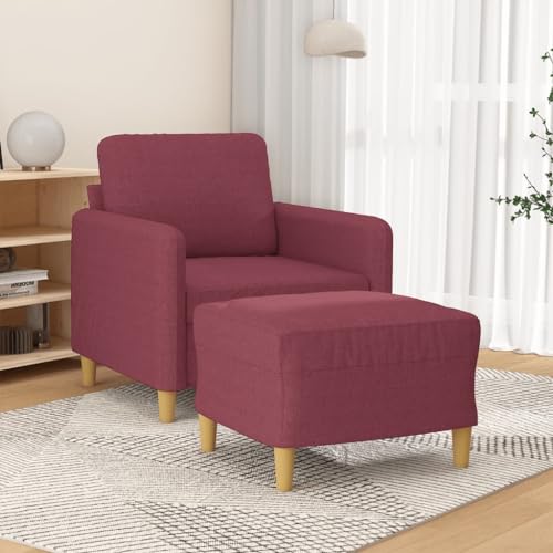 HOMEELIKE Sessel mit Hocker Weinrot 60 cm Stoff von HOMEELIKE